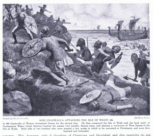 King Ceadwalla attacking the Isle of Wight AD686, 1920